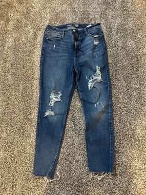 Old Navy Dark Blue Distressed Skinny Jeans